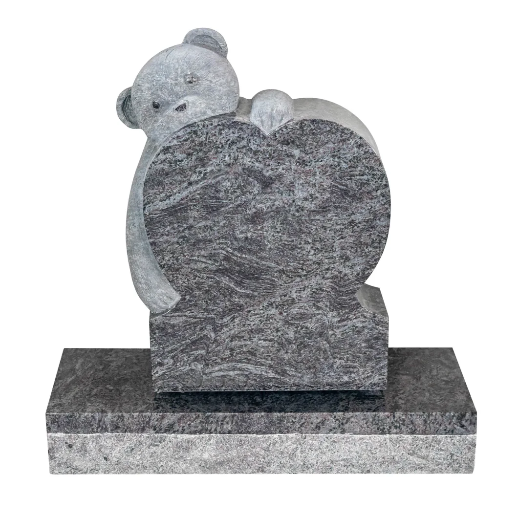 Nature Granite Stone Bear Flower Angel Carving Tombstone for Funeral Memorial