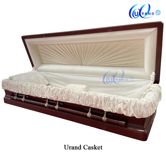 Full Couch Cream Velvet Interior Solid Wood Casket