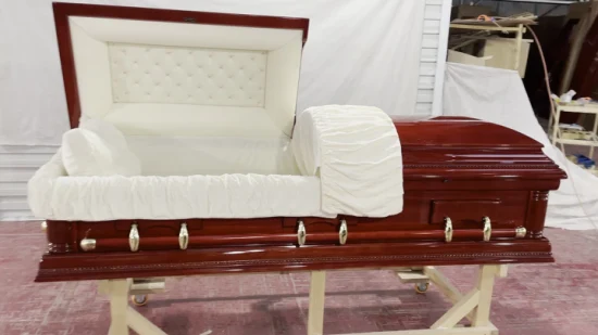 Oversize Solid Poplar Interior Velvet High Gloss Coffin and Casket