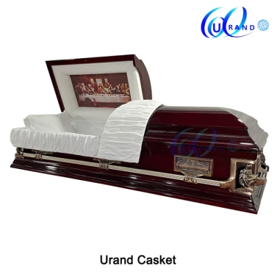 Made in China Local American Style Oak Color Wood Not Metal Casket Funeral Coffin Wooden Casket