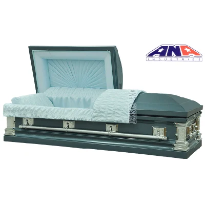 Ana Wholesale American Style Funeral Supplies Square Corner 18 Ga Steel Metal Coffin Casket
