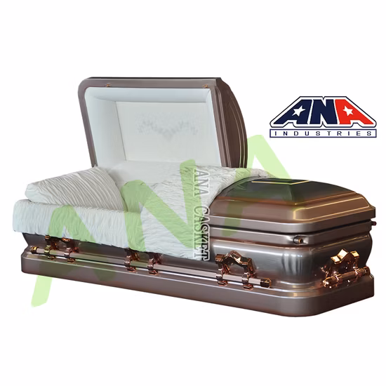 Ana Wholesale American Style Funeral Supplies Square Corner 18 Ga Steel Metal Coffin Casket